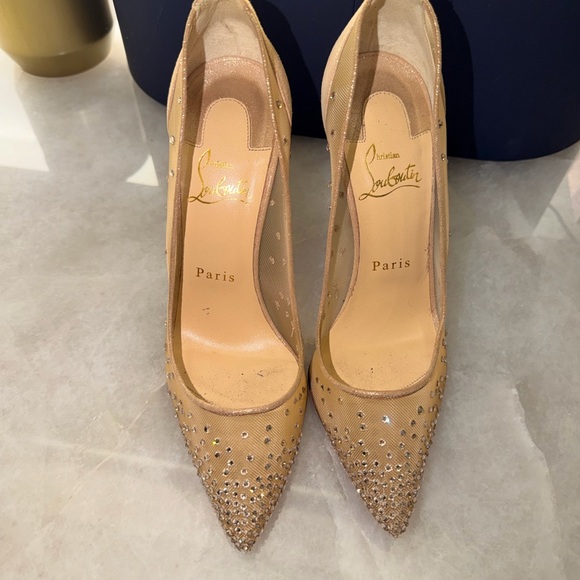 Christian Louboutin Beige Studded Heels - Picture 6 of 12